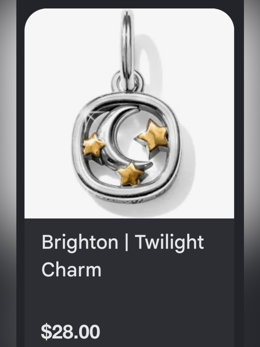 🌛BrightonTWILIGHT Silver Gold Moon Star Charm ‘Love you to the moon & back’